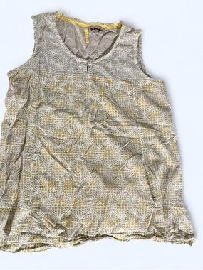 Fabindia Cotton Sleeveless Blouse Medium Boho Tiered Hem Pockets